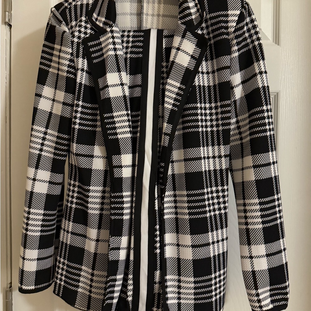 Black and White Plaid Women's Jacket